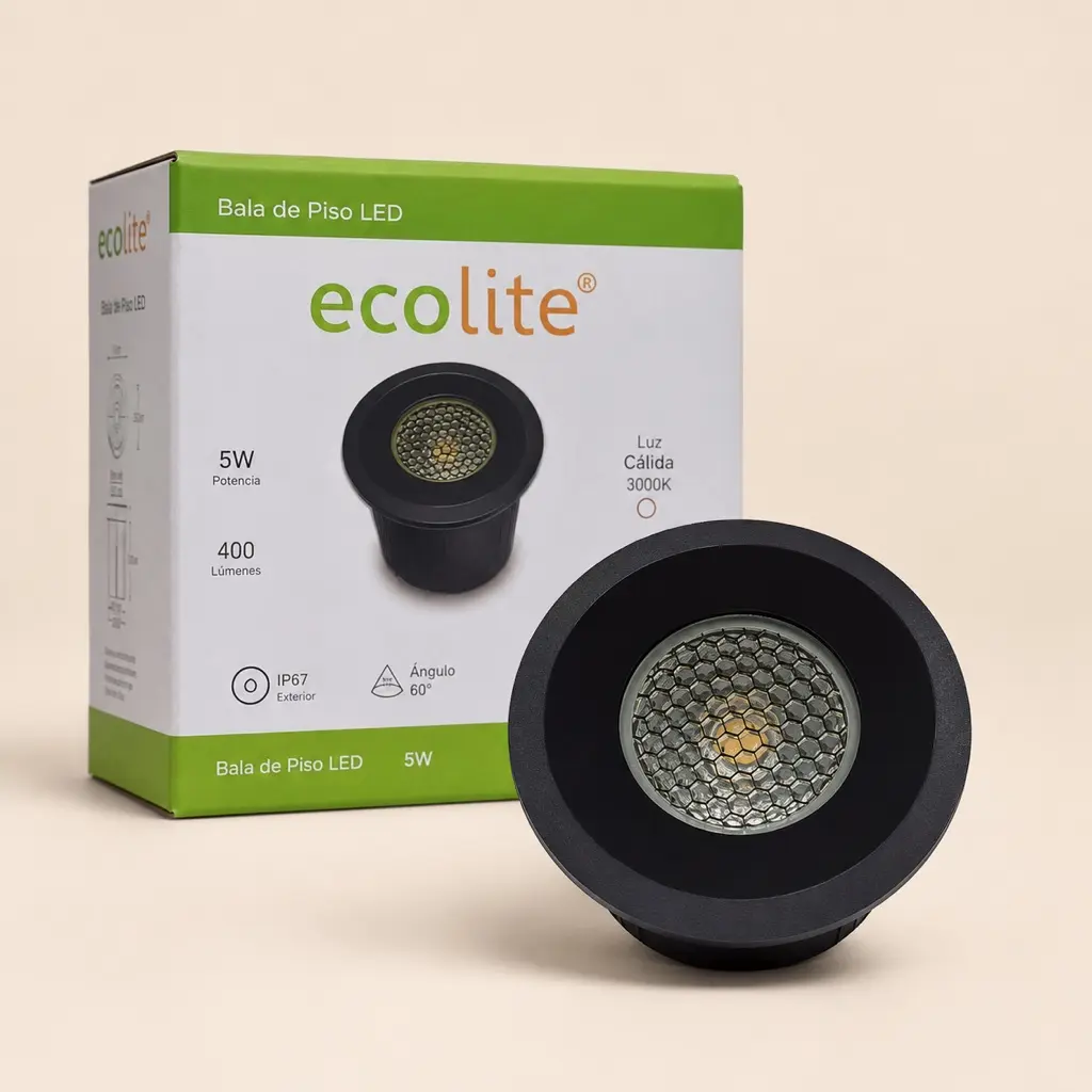 Bala de piso LED 5 W para exterior, vista completa