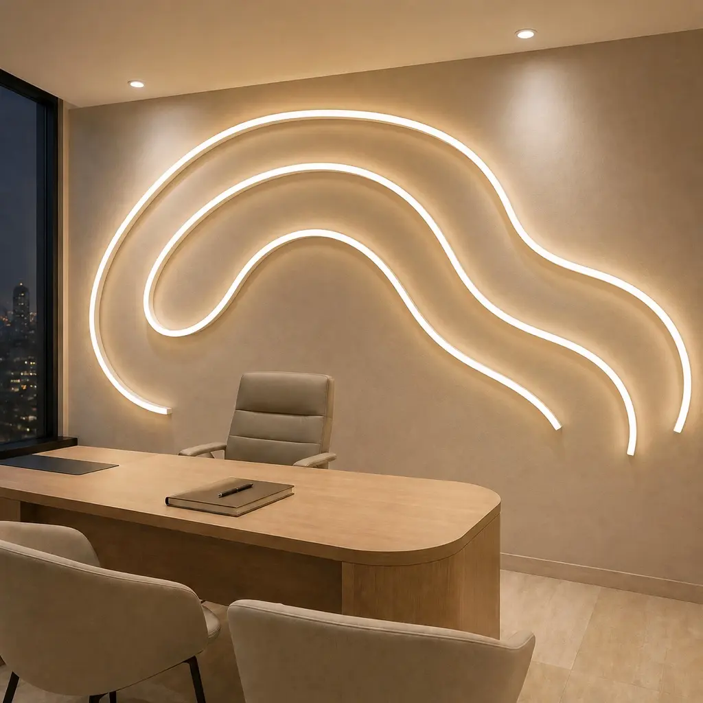 Perfil de silicona de sobreponer 10 × 10 mm para cinta LED instalado en un espacio